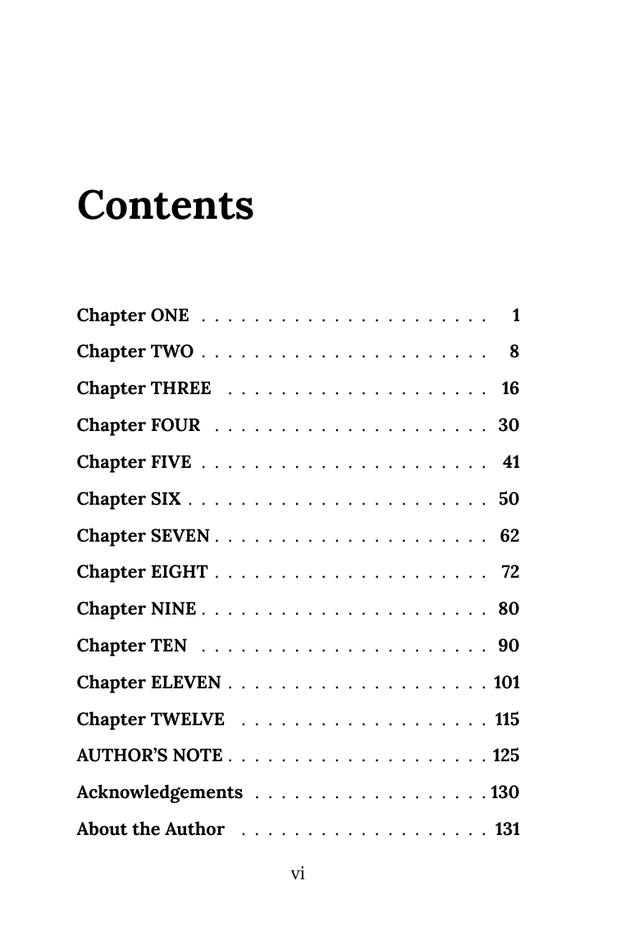 The Shipwright's Daughter — table of contents